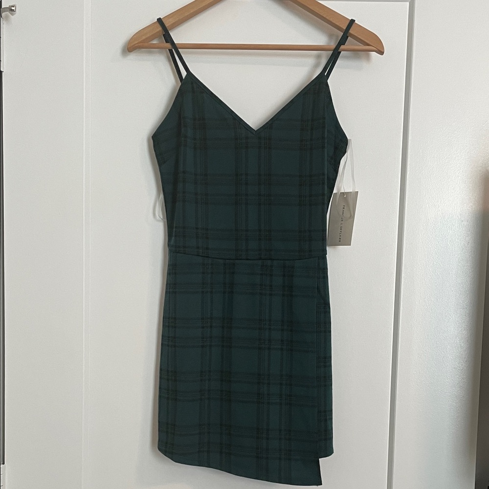 3/$25🛍️ Frankee & Skylarr Sleeveless Green Plaid V-Neck Dress Romper Large NWT
